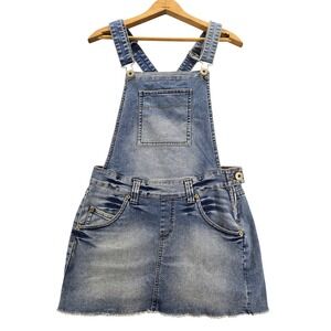 Highway‎ Jeans Denim Skirt Overalls Dress Y2K  W/ Side Pockets Size Juniors 7